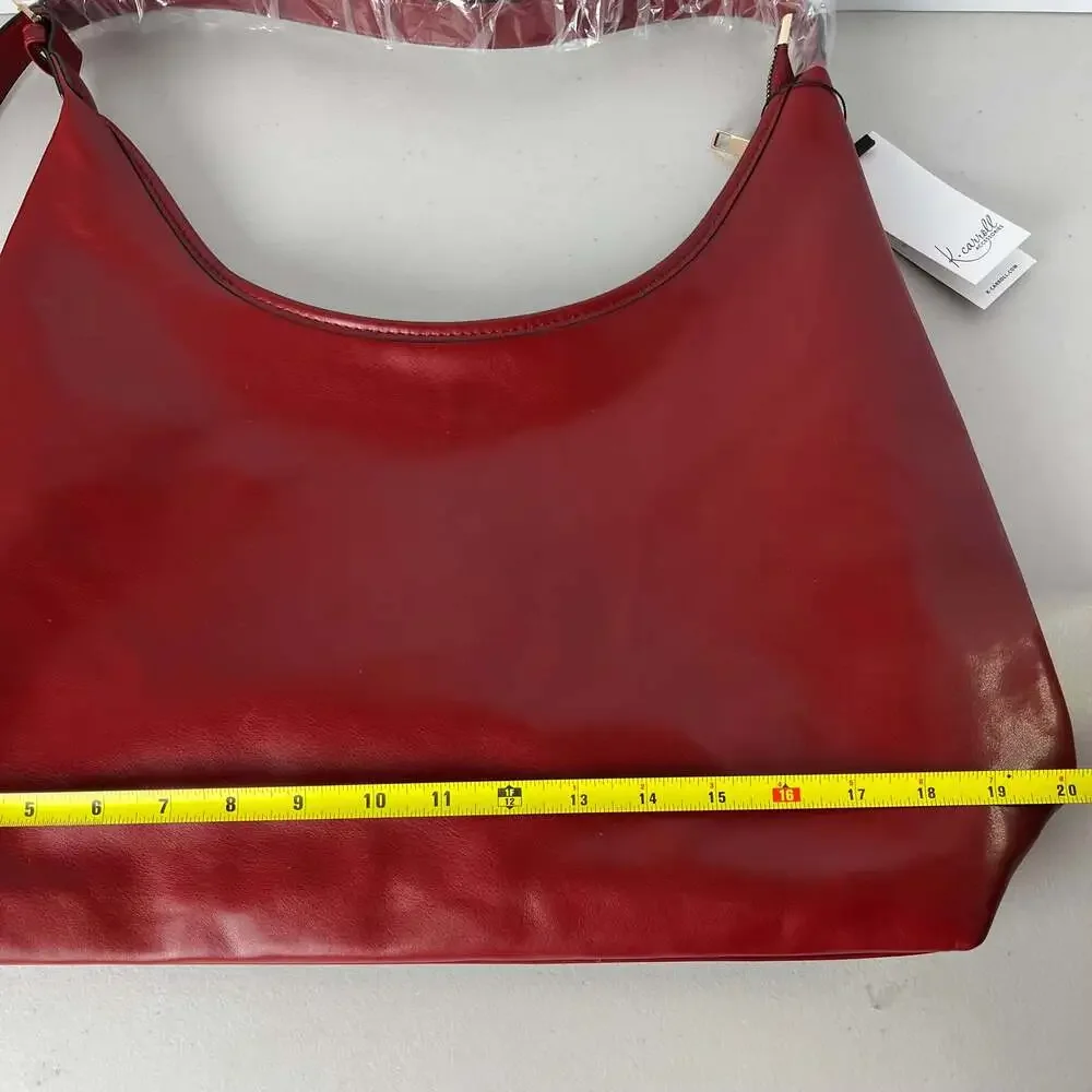K Carroll‎ Accessories Red Vegan Leather Hobo Shoulder Bag RFID NWT